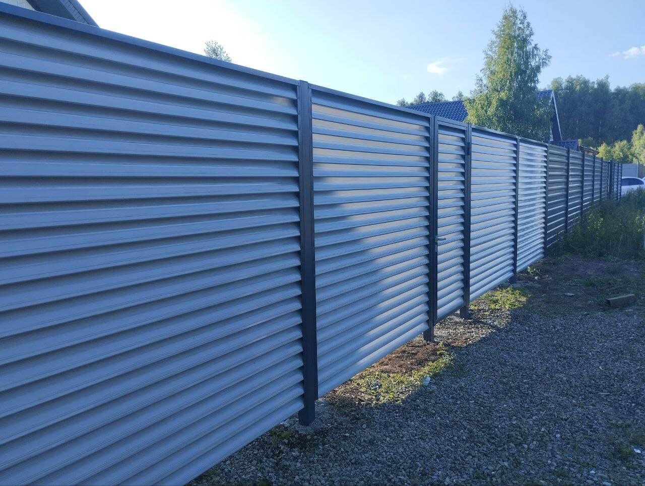 Забор из ламелей еврожалюзи 20м RAL7004 Серый в Махачкале